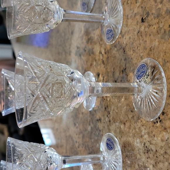 6 Bohemia cut crystal sherry glasses. - Picture 2 of 6